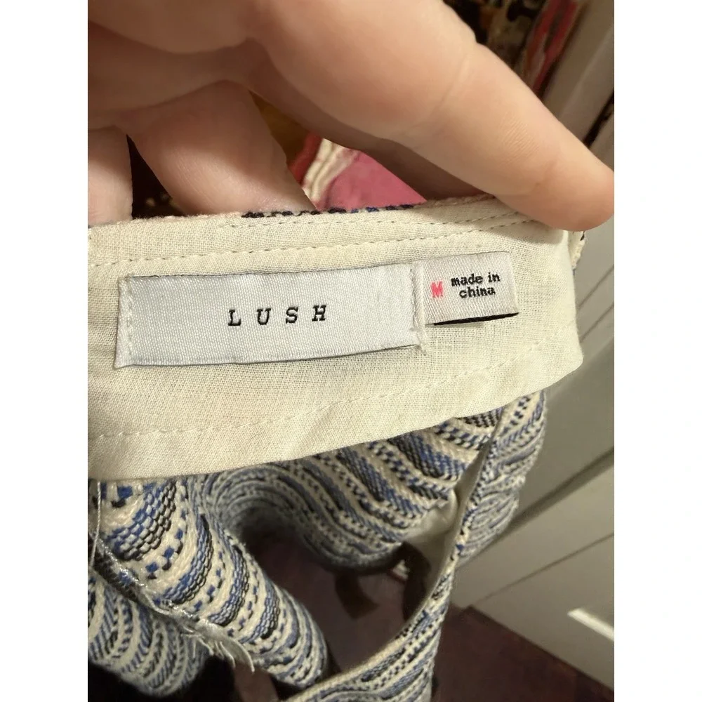 Two Piece Lush Brand Outfit Shirt Skirt Womens Matching Size Medium Large Cream